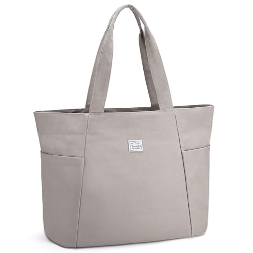 VASCHY Bolso Tote Bag Grande, Bolso Tela Mujer con Cremallera Lindo Shoppers y Bolsos de Hombro de Lona para Profesor Universidad Trabajo Viaje Gimnasio, Caqui VASCHY Bolso Tote Bag Grande, Bolso Tela Mujer con Cremallera Lindo Shoppers y Bolsos de Hombro de Lona para Profesor Universidad Trabajo Viaje Gimnasio, Caqui