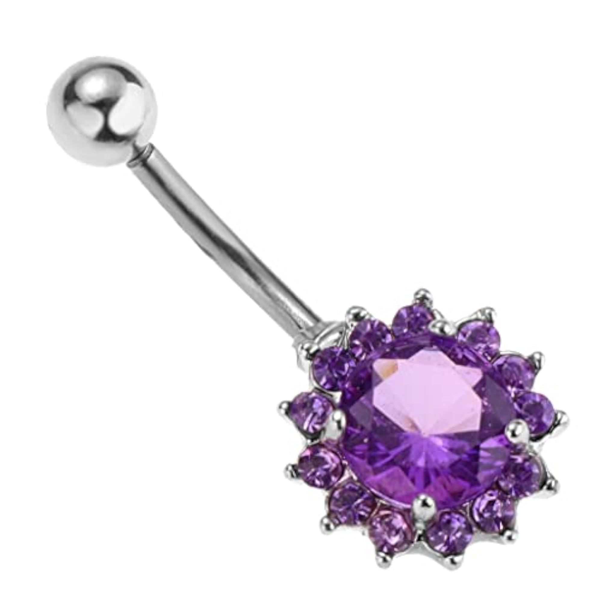 Flower Belly Button Ring Navel Barbell, Body Piercing