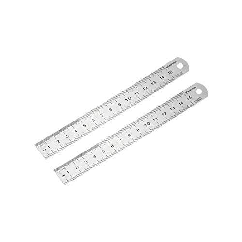 Sourcing map Recta Regla 15cm 6 Pulgadas Métrico Acero Inoxidable Medición Herramienta con Colgante