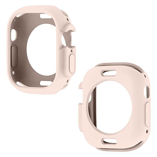 Compatible for Apple Watch Ultra 3/2/1 49mm Case All-Round Shockproof TPU Silicone Protective Cover Bumper Shock-Absorbing Scratch-Resistant Case for Women Men (Pink)