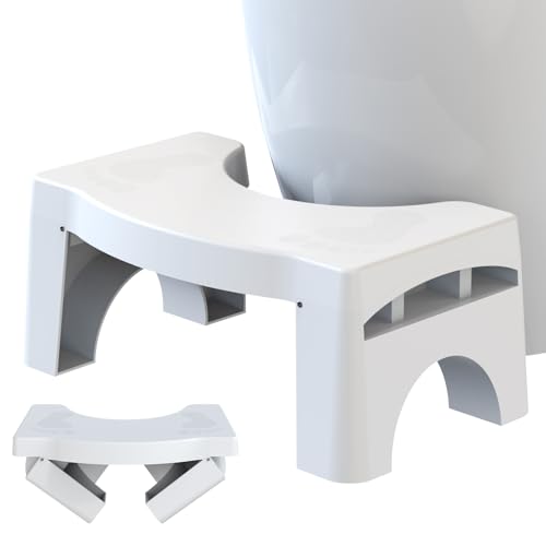 Foldable Toilet Stool, 7" Heavy Duty Portable Potty for Bathroom, Non-Proof Pooping Stool Toilet Assistance Step Stool for Squatting Posture