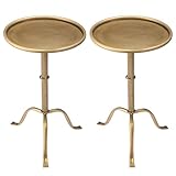 RattanView 2 Pcs Metal Martini Table Pedestal Small Side Table 12.5 x 12.5 x 27.75 Inches for Living Room Bedroom (Bronze)