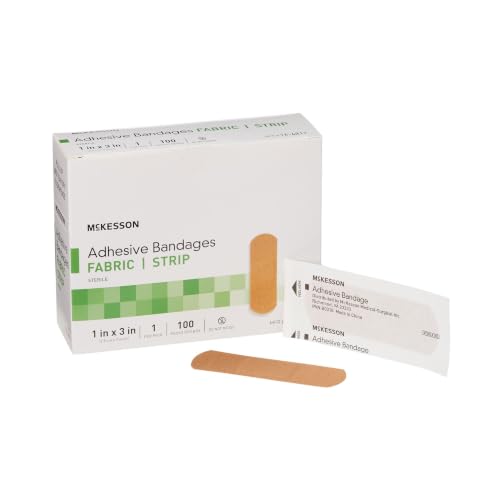 McKesson Adhesive Bandages, Sterile, Fabric, Tan, 1 x 3 in, 100 ct - image 1
