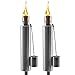 Matney Edelstahl Tiki Fackeln - 1,5m Outdoor Ölfackel Lampe für Citronella - Garten Rasen Hinterhof Party - Inklusive Fiberglas Docht und Löschkappe - 2er Set (Silberfackel Set - Zylinder)