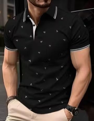 Image of Men's Polo T-Shirt, Grey, Short Sleeve, Casual Style with Chest Pocket