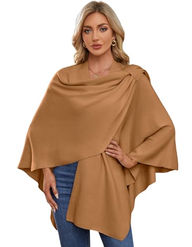 Image of PULI Womens Cross Front Poncho Shawl Wrap Elegant Wedding Formal Gift