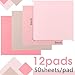 Thenshop 12 Pads Pink Sticky Notes 3''x3'', Self Stick Notes Pads Pink Office Supplies, Vintage Aesthetic School Accessories 50 Sheets/pad