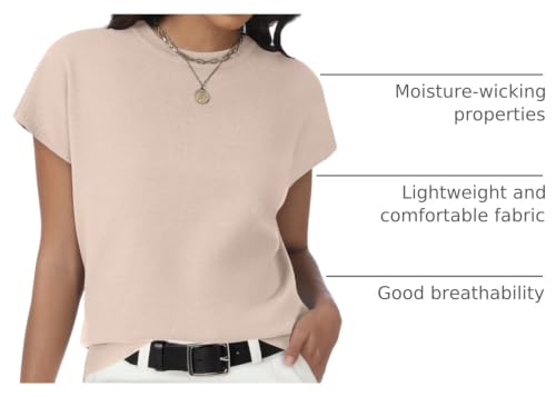 Image of Womens Tops Summer Sweaters Short Sleeve Shirts Dressy Casual Basic Casual Cap Sleeve Tops Beach Vacation Clothes