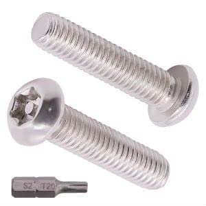 M6-1.0 x 16mm (30 pcs) Button Head Torx Security Machine Screws Bolts one Bit Included, 304 Stainless Steel 18-8, Tamper Resistant Screws, Full Thread, ISO7380(Torx)