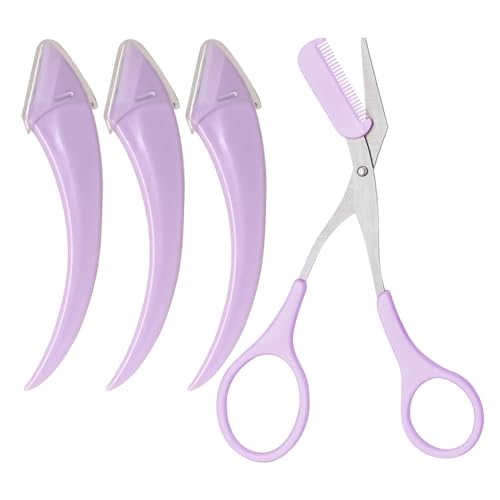 Recortador de Cejas para Mujer | 4 Piezas Tijeras de Afeitar para Cejas | Herramienta Cuidado Personal Viaje Baño Hogar Spa Maquillaje Diario