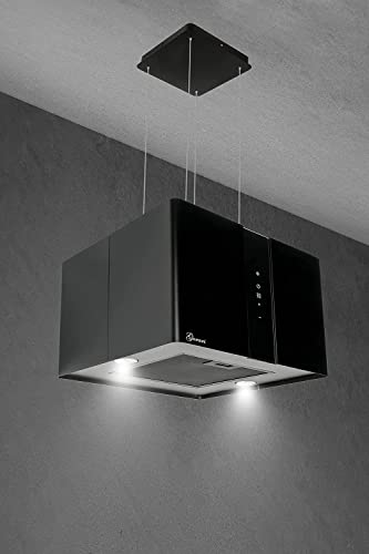 GURARI Island Hood 331 45 BL Pr nero Ricircolo Island Cooker Hood 45 cm Ceiling Hood 1000 m³/h...