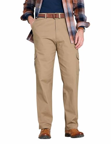 Pegasus Men's Cargo with Hidden Stretch Waistband Functional and Comfortable Pants Bark