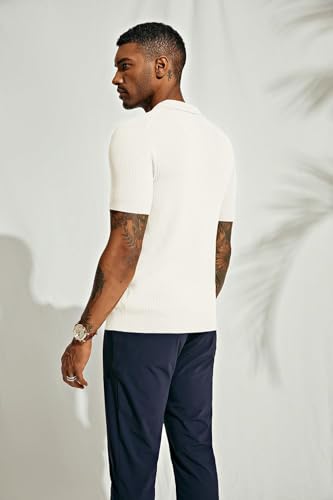 Image of DENIMHOLIC Cotton Knitted Polo T Shirt for Man | Ribbed Textured Knit Polo Mens Tshirts | Collar T Shirts for Men