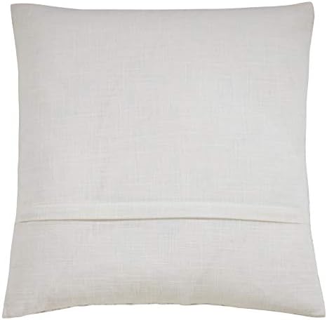SARO LIFESTYLE Distressed Metallic Foil Design Cotton Floor Pillow Cover, Silver, 27"