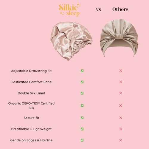 Bonnet de nuit en soie cheveux cassants solution réglable noire