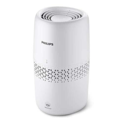Philips Luftbefeuchtung 2000er Serie - NanoCloud-Technologie, Befeuchtet Räume bis zu 31m2, 2L Wassertank, 99% weniger Bakterien, Weiß, (HU2510/10)