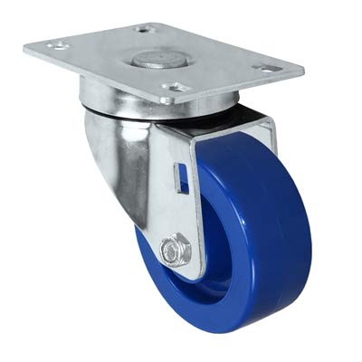 CasterHQ - 4" X 1.25" Light Duty Blue Solid Polyurethane Wheel - Stainless Swivel Caster 350 lbs Capacity