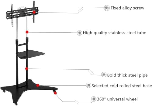 Soporte de TV móvil con altura ajustable y ruedas miniatura 2