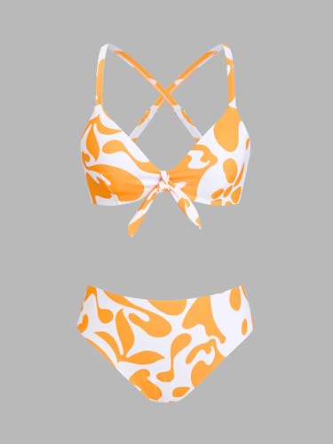 Image of CUPSHE Women's Two Piece Bikini Set Floral Print Knot Bunny Tie