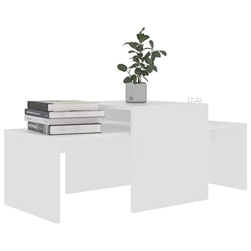 Table de salon blanche haut de gamme en bois multicouche robuste 100 cm