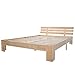 Produktbild ModernLuxe Massivholzbett in Buche Doppelbett 140 x 200 cm Holzbett Balkenbett Bettgestell mit Kopfteil und Lattenrost, als Seniorenbett geeignet, Komfortbett mit Rückenlehne (Natur)