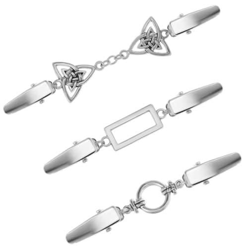 Image of Piriuuo 3 Pcs Vintage Dress Clips Back Cinch, Shawl Sweater Brooch Shirt Clips for Women Clothing Waist Cincher Clip Retro Cardigan Collar Clips Scarf Clip for Women Girls, 3 Styles, Silver