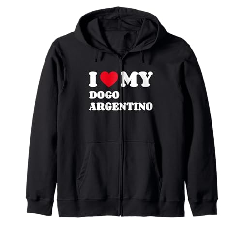 I Love My Dogo Argentino Chien Coeur Amour Dogue Argentin Sweat à Capuche