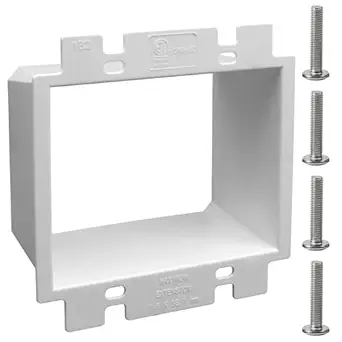 2-Gang BE2 Non-Metallic Electrical Power Outlet Box Extender(ETL Listed),White Outlet Box Extender for Power Switch Receptacles Accessories,Fire Rated for 2 Hours,1-Pack