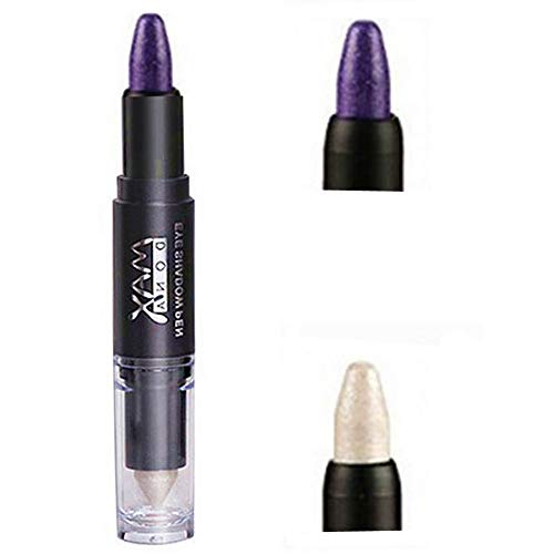 XICHEN Long Lasting Waterproof Stick Two-color eye shadow pen, eye shadow stick Shimmer Eyeshadow Cream (Mysterious purple)