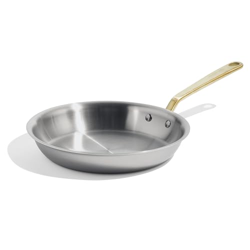 Made In Cookware - 10-Inch Stainless Steel Frying Pan with Antique Brass Handle - 5 Ply Stainless Clad - Professional Cookware - Crafted in Italy - Induction Compatible