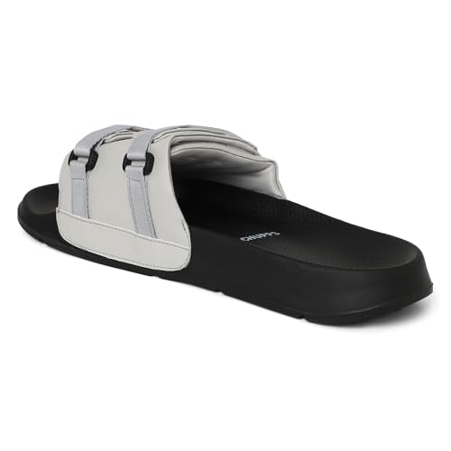 Image of CHUPPS Element Grey & Black Drift Orthopedic Slippers | Soft Footpharma Footbed | Breathable Ventilation Holes | Lightweight Flip Flops | Anti-Skid Chappals for Everyday For Mens