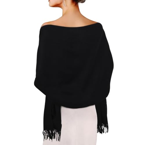 EXTREE Women Shawl Wrap Scarf Pashmina Wedding Christmas Birthday Gifts Idea Large Soft Stole Type-004-black