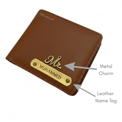 Image of Customised Original Leather Wallet for Men with Name, Personalized Purse (Tan Color) Unique, Gift for Brother, Husband, Boyfriend, Father, New Year, Birthday, Anniversary, Valentine's Day