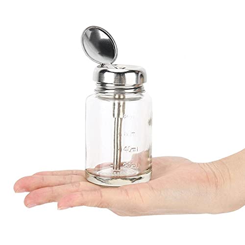 Nail Polish Case Push Down Pump Dispenser Bottles Glass Nail Polish Remover Bottle Glass Nail Dispenser Polish Remover Bottles Refillable Liquid Bottles Empty Transparent Glass Container (#1)