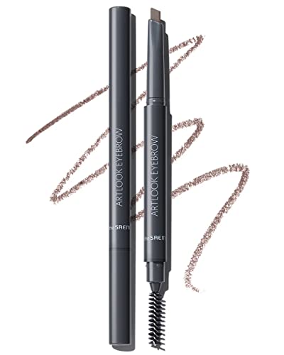Image of THESAEM Artlook Eyebrow Definer Pencil with Spoolie Brush 05 Natural Brown - Long Lasting Eyebrow for Soft Textured Eyebrow Makeup with Vitamin E - Triangular Pencil