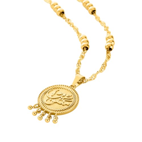 OUMAY Bijoux gravés en calligraphie arabe plaqués or 18K – Message Inspirant et symbolique – Amour, foi, protection - Cadeau femme anniversaire, noel (Destin Collier)
