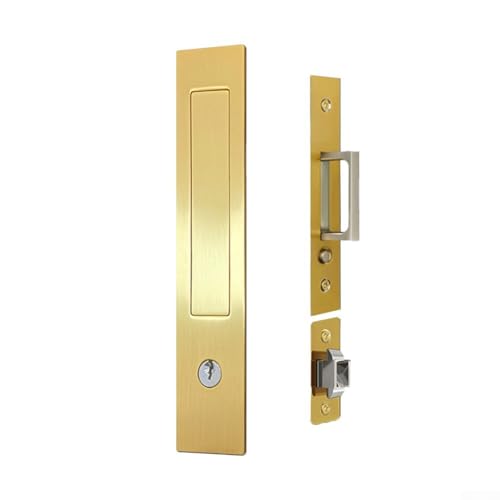 Zilimontt Manija de puerta de bolsillo con resorte a presión con pestillo oculto para puertas correderas, mecanismo de bloqueo de puerta de aleación de zinc que ahorra espacio, para una fácil