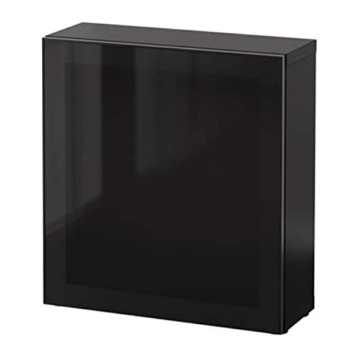 Ikea Besta - Estantería con Puerta de Cristal, Color Negro, marrón, Cristal Ahumado, 890.478.72, tamaño 23, 5/8 x 7, 7/8 x 25 1/4"