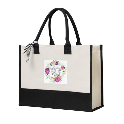 Proverbs 31:28 Durable Cotton Blend Canvas Tote Bag, Spacious Reusable Gift Bag for Travel, Beach & Shopping