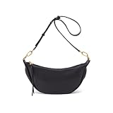 HOBO Knox Leather Half-Moon Sling Bag with Minimalist Style and Adjustable Strap to Convert to Shoulder or Crossbody, Black