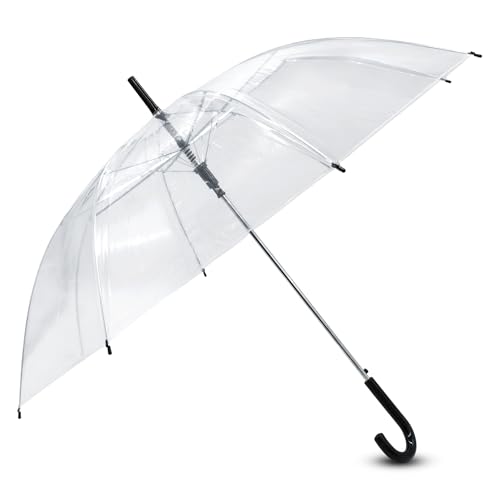 Spetebo XL Regenschirm transparent mit Druckknopf - 100 cm - Eleganter Stockschirm groß mit Easy Open Knopfdruck - 2 Personen Unisex Glockenschirm Durchsichtiger Schirm stilvoll modern Spetebo XL Regenschirm transparent mit Druckknopf - 100 cm - Eleganter Stockschirm groß mit Easy Open Knopfdruck - 2 Personen Unisex Glockenschirm Durchsichtiger Schirm stilvoll modern