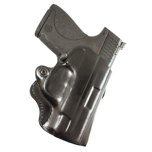 DeSantis Mini Scabbard, Gun Holster with Secure Grip, Leather Molded, Right Hand Draw, Unisex, Black, FITS:S&W M&P SHIELD 9/40 ,S&W M&P SHIELD M2.0 9/40