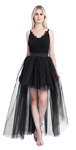 Bellady Women's High Low Mesh Net Lace Overlay Maxi Skirt3