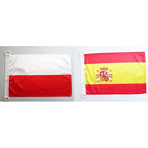 AZ FLAG Bandera Nautica de Polonia 45x30cm - Pabellón de conveniencia POLACA 30 x 45 cm Anillos & Bandera Nautica de ESPAÑA 45x30cm - Pabellón de conveniencia ESPAÑOLA 30 x 45 cm Anillos Cover