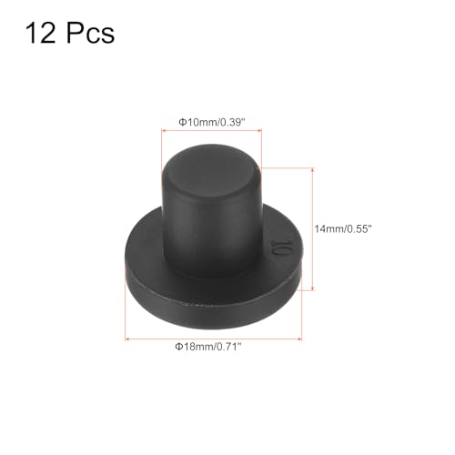 Image of uxcell High Temp Silicone Plug Mount Dia 10mm /0.39 inch t Shaped Rubber Stopper Hole Plugs for Powder Coating Plating Waterproof Plugs Sealing Plugs Black Pack of 12(OD 18mm)