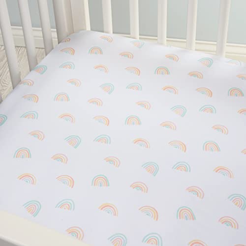 Image of Trend Lab Rainbow Fitted Crib Sheet for Baby Mattress, Made of 100% Cotton, Fits a Standard 28 x 52 in Crib Mattress