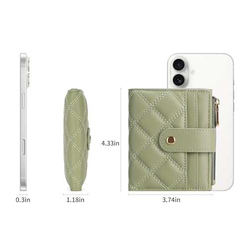 Image of FALAN MULE Small Wallets Woman Leather Bifold RFID Blocking Card Holder With Zipper Coin Pocket