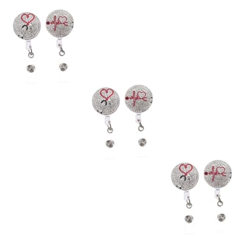 Support de badge rétractable anti-perte avec clip et porte-badge diamant pour ID et clés