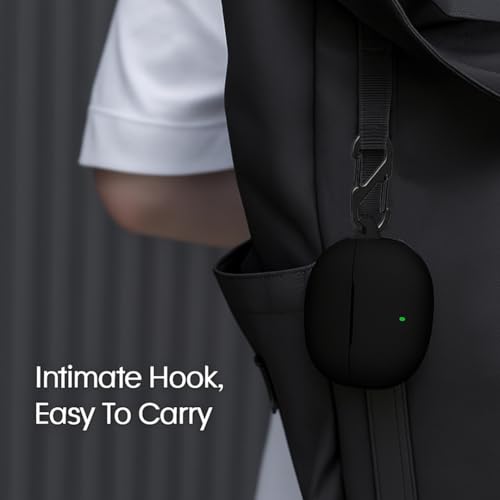 Image of LIRAMARK Silicone Cover Case with Carabiner Compatible with Realme TechLife Buds T110 (Black)
