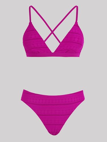 Image of CUPSHE Bikini Set for Women Two Piece Swimsuits V Neck Low Rise Crisscross Back Self Tie Spaghetti Straps